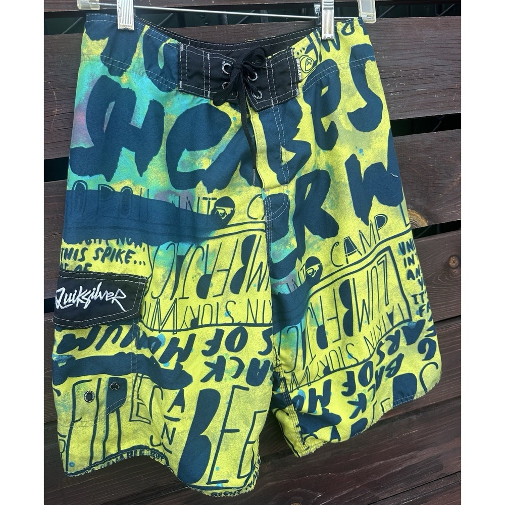 Vtg Y2K Quiksilver Men's Graphic Boardshorts Size 30